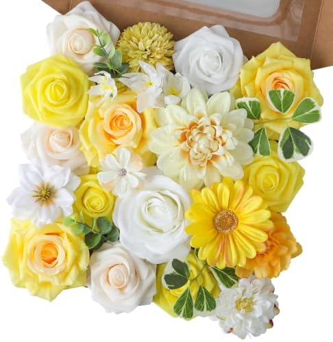 Yellow Artificial Flowers Combo for Wedding & Home Decor in Yellow