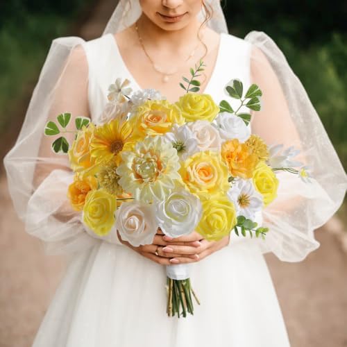 Yellow Artificial Flowers Combo for Wedding & Home Decor in Yellow, alternate view 6