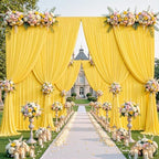 Yellow Backdrop Curtains 40 x 10ft for Photo Background Wrinkle Free Drapes in W4' x H10'(10 panels) in Yellow, alternate