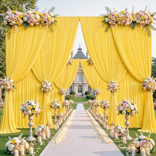 Yellow Backdrop Curtains 40 x 10ft for Photo Background Wrinkle Free Drapes in W4' x H10'(10 panels) in Yellow, alternate