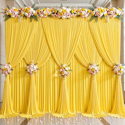 Yellow Backdrop Curtains 40 x 10ft for Photo Background Wrinkle Free Drapes in W4' x H10'(10 panels) in Yellow, alternate