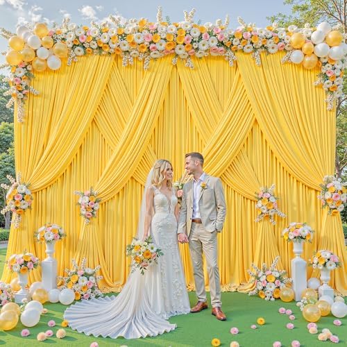 Yellow Backdrop Curtains 40 x 10ft for Photo Background Wrinkle Free Drapes in W4' x H10'(10 panels) in Yellow, alternate
