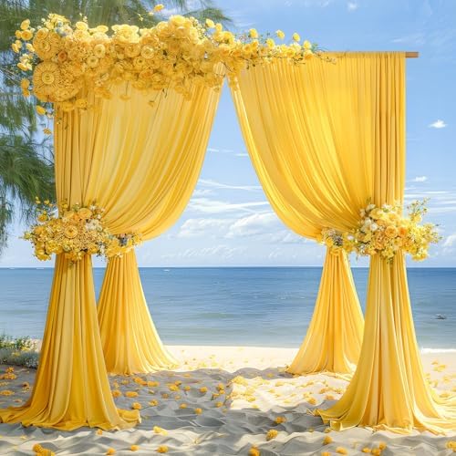 Yellow Backdrop Curtains 40 x 10ft for Photo Background Wrinkle Free Drapes in W4' x H10'(10 panels) in Yellow, alternate