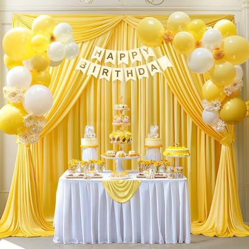 Yellow Backdrop Curtains 40 x 10ft for Photo Background Wrinkle Free Drapes in W4' x H10'(10 panels) in Yellow, alternate