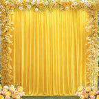Yellow Backdrop Curtains 8 x 10 ft for Photo Background Wrinkle Free Drapes in W4' x H10'(2 panels) in Yellow