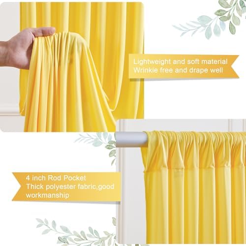 Yellow Backdrop Curtains 8 x 10 ft for Photo Background Wrinkle Free Drapes in W4' x H10'(2 panels) in Yellow, alternate view