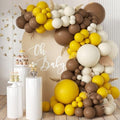 Yellow Brown White Balloon Garland Arch Kit, 155Pcs Latex Balloons Different Size 18 12 10 5 inch for Birthday