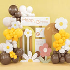 Yellow Brown White Balloon Garland Arch Kit, 155Pcs Latex Balloons Different Size 18 12 10 5 inch for Birthday, alternate