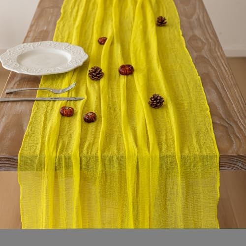 Yellow Cheesecloth Summer Table Runner 120 Inches for Party Home Decor, alternate view 4