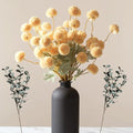 Yellow Flowers Artificial 10 Long Stems Kiku Flower With Eucalyptus in Yellow