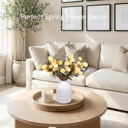 Yellow Flowers Artificial 10 Long Stems Kiku Flower With Eucalyptus in Yellow, alternate view 6