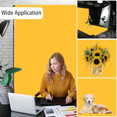 Yellow Photography Backdrop for Photoshoot, Fabric 8x10ft in 8x10ft, alternate view 3