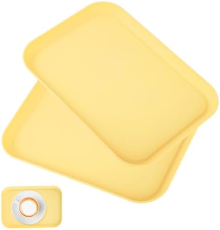 Yellow Plastic Serving Platters and Trays, Serving Dishes for Entertaining, Rectangular Platters for Serving