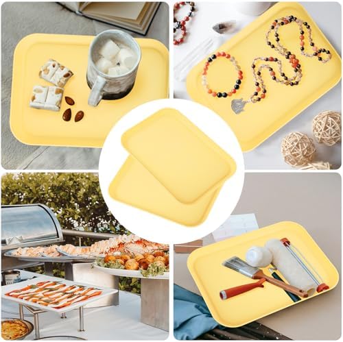 Yellow Plastic Serving Platters and Trays, Serving Dishes for Entertaining, Rectangular Platters for Serving, alternate view