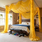 Yellow Wedding Arch Draping Fabric 28" x19FT Sheer Curtain Drapes in 28" width x 19Ft length(1 Panel) in Yellow, alternate