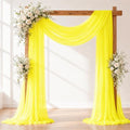 Yellow Wedding Arch Draping Fabric Sheer Curtain Drapes 2 Panels | 20 ft Extra Long Shimmery Backdrop Curtains