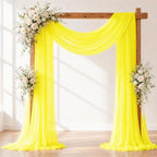 Yellow Wedding Arch Draping Fabric Sheer Curtain Drapes 2 Panels | 20 ft Extra Long Shimmery Backdrop Curtains