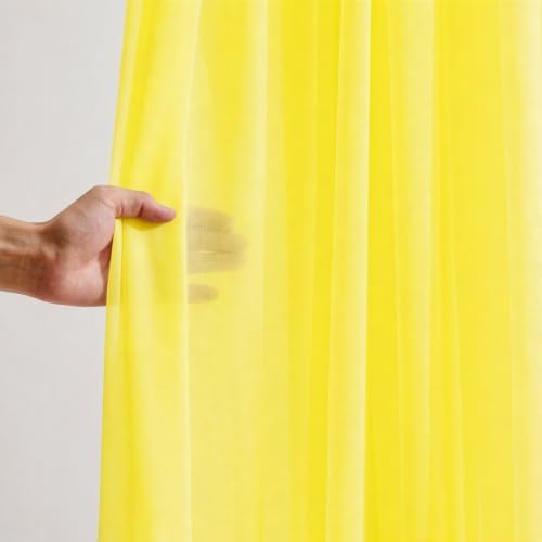 Yellow Wedding Arch Draping Fabric Sheer Curtain Drapes 2 Panels | 20 ft Extra Long Shimmery Backdrop Curtains, alternate
