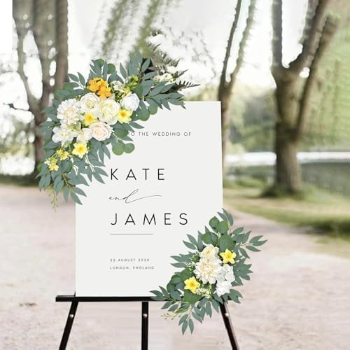 Yellow White Artificial Arch Flowers for Wedding Arch Decor, alternate view 2
