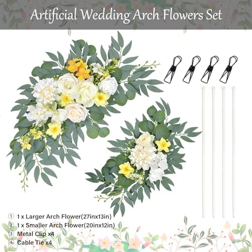 Yellow White Artificial Arch Flowers for Wedding Arch Decor, alternate view 3