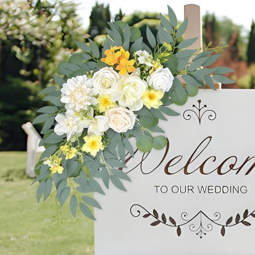 Yellow White Artificial Arch Flowers for Wedding Arch Decor, alternate view 4