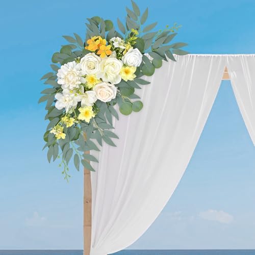 Yellow White Artificial Arch Flowers for Wedding Arch Decor, alternate view 7