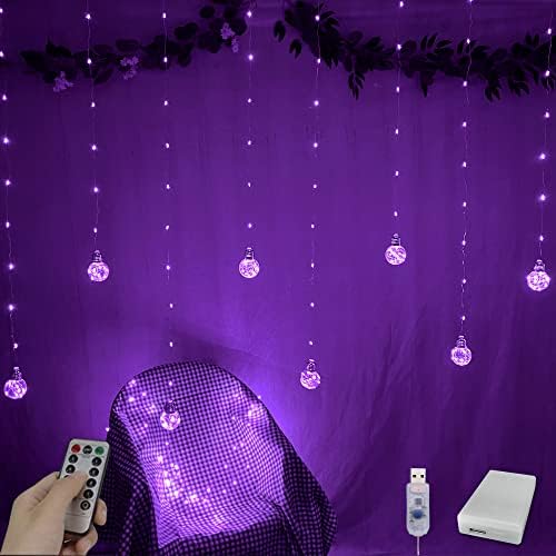 YOLIHT Wishing Ball Curtain String Lights 9.8 x 3.3 ft, USB/Battery Powered in 9.8 x 3.3 ft