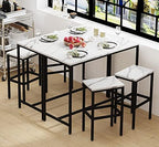 Yongchuang 3 Piece Bar Table and Chairs Set, White Faux Marble Wood Top, alternate view 6
