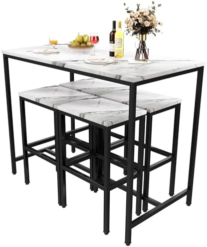 Yongchuang 5 Piece Bar Table and Chairs Set, 36" Hightop Table with Stools, alternate view 7