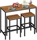 Yongchuang Bar Table and Chairs Set for 2, Wood Metal Table with 2 Stools