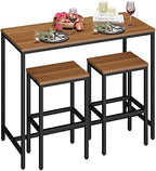 Yongchuang Bar Table and Chairs Set for 2, Wood Metal Table with 2 Stools