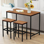 Yongchuang Bar Table and Chairs Set for 2, Wood Metal Table with 2 Stools, alternate view 2
