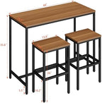 Yongchuang Bar Table and Chairs Set for 2, Wood Metal Table with 2 Stools, alternate view 3