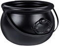 Zcaukya Halloween Large Cauldron, 7.4" Black Plastic Witch Pot with Handle, Vintage Cauldron Candy Bowl for